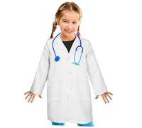 Parliky Doctor Costume Lab Coat with Working Stethoscope Comfortable Cotton Scientist Dress Up Outfit with Large Pockets Fine Craftsmanship for Role Play and Halloween