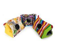 Parliky Double Hole Hanging Parrot Nest Warm Cozy Hammock Bird House Indoor Bed Stripe Design Material Comfortable Resting Place for Pet Birds