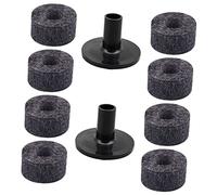 Parliky Drum Kit Accessory Felt Cymbal Pads Set 10pcs Gray Felt Pads Ø2.5cm with 2 Black Cymbal Sleeves Replacement Parts for Drum Set