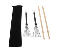 Parliky Drums Bamboo Sticks and Wire Brushes Jazz and Folk Percussion Sticks Brushes in Bag for Drummers for Electric Drum Set Accessories