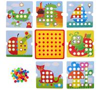 Parliky Educational Mushroom Peg Puzzle for Ages 1-3, Montessori Button Art Sorting Kit Fine Motor Skill Development, Preschool Matching Pegboard Game for Boys and