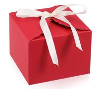 Parliky Elegant Red Paper Candy Boxes for Wedding Shower Birthday Party Favors Sturdy Decorative Treat Packaging with Easy-open Lid to Keep Baked Goods Fresh and Stylish