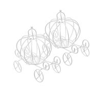 Parliky European Style Pumpkin Cart Candy Box 2pcs Set White Metal Wedding Candy Wrapping Box for Party Favors and Event