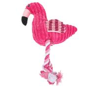 Parliky Flamingo Shape Squeaky Dog Chew Toy Puppy Accessory for Pet Stuffed Fluffy Rope Toy No Stuffing for Longevity Interactive and Safe for Indoor Play