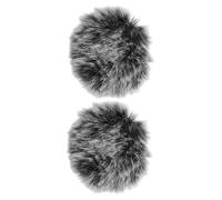Parliky Furry Microphone Windscreen Wind Muff for Lapel Mic 2pcs Plush Material Easy to Clean Sturdy Cover Grey Universal Fit for Outdoor Recording Live Broadcasts