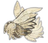 Parliky Gold Sequin Embroidered Wing Applique Large Design Clothes Repairing Patch for DIY Sewing Decorative Motif for Jackets Costumes and Fancy Dress