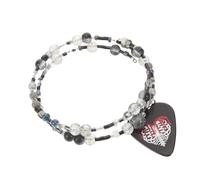 Parliky Guitar Pick Bracelet for Men Women Adjustable Stretch Beaded Bracelet Skull Heart Pendant for Valentine Day Musician Rocker Jewelry