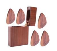 Parliky Guitar Pick Holder Case Premium Walnut Wood Storage Box for Guitar Picks Compact Portable Organizer for Musicians