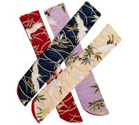 Parliky Hand Fan Pouch 4pcs Silk Brocade Folding Fan Bags Navy Blue Beige Purple Dark Red Lightweight Portable for Christmas and Wedding