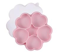 Parliky Heart-Shaped Silicone Burger Patty Mold Meat Pan Non-Stick Baking Mold for DIY Burgers Cakes Muffins Food Supplement Easy Clean Home Use Pink White Cover