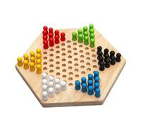 Parliky Hexagon Chinese Checkers Wooden Board Game Educational Family for Adults Hexagon Checkers for Interaction Log Color