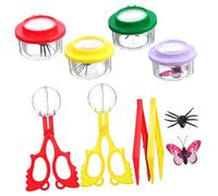 Parliky Insect Magnifying Box with Tweezers and Clips Clear Outdoor Exploration Kit for Students Critter Keeper for Nature Observation and Educational Bug Collection