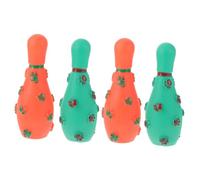 Parliky Interactive Pet Toy Set 4pcs Dog Squeaky Footprint Bowling Balls for Puppy Teething and Health Random Color
