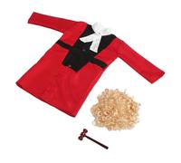 Parliky Judge Costume with Gavel and Authentic Wig Role Play Outfit for Career Experience Halloween Performance Clothes Stage Judge Uniform for Boys