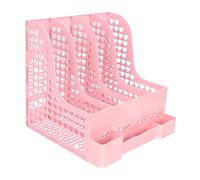 Parliky Kawaii File Organizer Box Removable Large Capacity Pink Multifunctional Document Holder for Home Office Cute Desktop File Storage