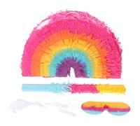 Parliky Large Capacity Rainbow Pinata for Birthday Party with Blindfold and Bat Colorful Festive Theme Decoration for Casual Taco Tuesday Celebration and Fiesta Events