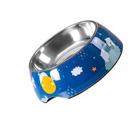 Parliky Large Capacity Stainless Steel Dog Bowl Bite Resistant Non Spill Pet Feeding Dish with Smooth Surface for Easy Cleaning Suitable for Puppies and Household Pets Blue Sky Design