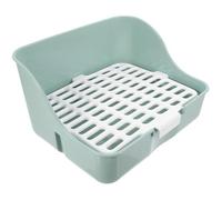 Parliky Large Corner Rabbit Potty Tray with Splash Guard, Mint Green Small Animal Litter Box for Guinea Pigs, Dwarf Rabbits, and Chinchillas - Sturdy Pet Toilet for Cage and Hutch Use
