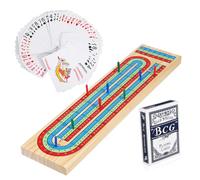 Parliky Large Solid Wood Cribbage Board Game with Foldable Scoring Table and Cribbage Cards Lightweight Pine Wood Tabletop Board for Family Parties Indoor and Outdoor Gatherings