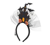 Parliky Light Up Halloween Headband Castle Design with Ghost and Pumpkin LED Lights Festive Cosplay Hairband for Women Lightweight and Comfortable Party Accessory for Themed Dress Up