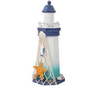 Parliky Lighthouse Tabletop Decoration Ornament Wooden Mediterranean Style Classic Nautical-themed Made of Wood for Desktop Decor for Bedroom and Balcony Coastal Home Accents