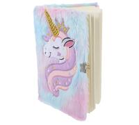 Parliky Lockable Plush Unicorn Diary Notebook for Compact Portable Stationery for Student Writing Cute Cartoon Cover Personal Journal Gift for Teens