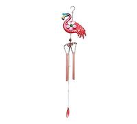 Parliky Metal Flamingo Wind Chime Animal Pattern Home Decoration Bell Chime with Blue Hat Weatherproof Hanging Decor for Garden or Porch