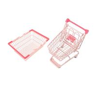 Parliky Mini Shopping Cart and Basket Compact Portable Makeup Storage Organizer for Desktop Lightweight Decorative Grocery for Boys and Chic Photo Prop with Unique Dual-color Design