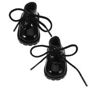 Parliky Miniature Black Doll Shoes Decorative Vintage Style for Dolls Shine Leather Look Accessories for Dollhouse Costumes and Decoration