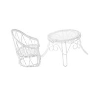 Parliky Miniature Garden Furniture Set Small Table and Chairs for Dollhouse Decor Functional Desktop Ornament and Photography Prop Easy to Clean Compact Workspace Holder