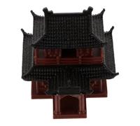 Parliky Miniature Japanese Pagoda Ornament, Brown Plastic Aquarium and Bonsai Decor, Handmade High-detail Classical Pavilion for Fish Tanks, Miniature Landscapes and Offices