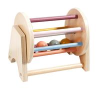 Parliky Montessori Textile Drum for Boy Girl Crawling Stage Wooden Educational Rolling Drum Cognitive Plaything Colorful Fine Motor Skill Development Portable for Parent Activities