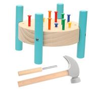 Parliky Montessori Wooden Hammer for Colorful Nail Pounding Workbench Hand-eye Coordination Learning Lightweight and Portable Educational Hammering Game
