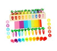 Parliky Montessori Wooden Number Sorting for Educational Carrot Color Matching Smooth Polished Counting Blocks for Creative Learning and Problem Solving Safe Material
