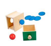 Parliky Montessori Wooden Object Permanence Box Ball Drop and Coin for Educational Intellectual Enhancing Hand Eye Coordination and Logical Thinking Practical Gift