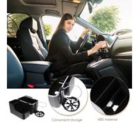 Parliky Multifunctional Car Center Console Organizer with Sliding Storage Tray and Cup Holder Armrest Storage Box for Phone Keys Napkins Eyeglasses Neat Interior Car Bin Replacement Easy