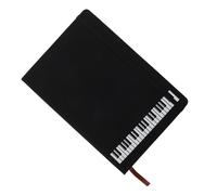 Parliky Music Composition Hardcover Notebook A5 Black Vegan Leather, 96 Thick Blank Pages Pocket-sized Notepad for Musicians, Songwriters Business Use