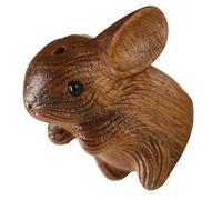 Parliky Natural Rosewood Zodiac Rabbit Pendant Bunny Figurine Charm Keychain Retro Wood Carved Decoration for Couples Handcrafted Hanging Ornament