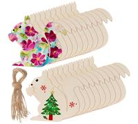 Parliky Natural Wood 20 Pcs Squirrel Shape Cutouts Unfinished for DIY Crafts Including Rope for Christmas and Birthday Party Decorations