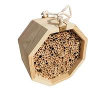 Parliky Natural Wooden Hanging Bee House Outdoor Habitat for Pollinators Ventilated Bee Shelter with Warmth and Light Reusable Insect Nesting Box for Gardeners and Beekeepers