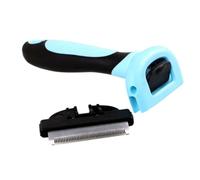 Parliky Pet Comb with Handle Blue Abs Material Double-teeth Grooming Tool for Dogs Hair Removal and Detangling Easy to Use Shedding Brush for Healthy Pet Fur Maintenance