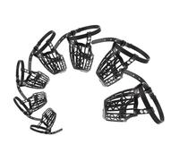 Parliky Plastic Basket Dog Muzzle Set 7pcs Adjustable PU Leather Strap Breathable and Comfortable Multi-Size Anti-Bite Safety Mask for Dogs