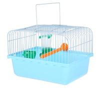 Parliky Portable Bird Carrier Cage for Parrots and Small Animals with Perch and Food Box, Lightweight Abs and Iron Travel Bird Cage for Outdoor Adventures and Easy Storage Random Color