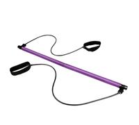 Parliky Portable Purple Yoga Pilates Stick Resistance Bar with Elastic Tube Loop for Full Body Gym Workout Targeting Hips Legs Arms Compact Bodybuilding Training Rod for Home Exercise