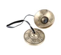 Parliky Pure Copper Tibetan Cymbals Bell Handmade Meditation Percussion Instrument for Yoga and Buddhism Small Cymbal with Six-character for Spiritual Practice and Positive Energy