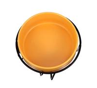Parliky Raised Ceramic Dog and Cat Bowl with Iron Stand Anti-spill Design Comfortable Feeding for Spine and Joints Elegant Matte Finish Yellow Bowl