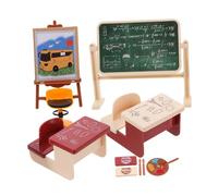 Parliky Realistic Miniature Classroom Model Set Cute Mini Desk Chair Chalkboard for Compact Lightweight Decorative Mini House Accessories for Desktop Micro Landscape Photo Props
