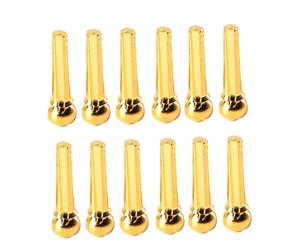 Parliky Replace and Reinforce 12pcs Brass Guitar Bridge Pins Guitar String Studs Improve Sweep Picking for Acoustic Folk Guitars
