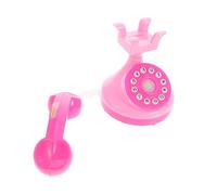 Parliky Retro Mini Plastic Corded Landline Phone for Educational Pretend Play Telephone in Pink Realistic Simulation for Interactive Scene Games and Imaginative Learning