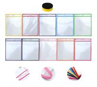 Parliky Reusable Pet Dry Erase File Pockets 11Pcs Set Eraser, Sewing Document Pouches for School Supplies and Teaching Storage